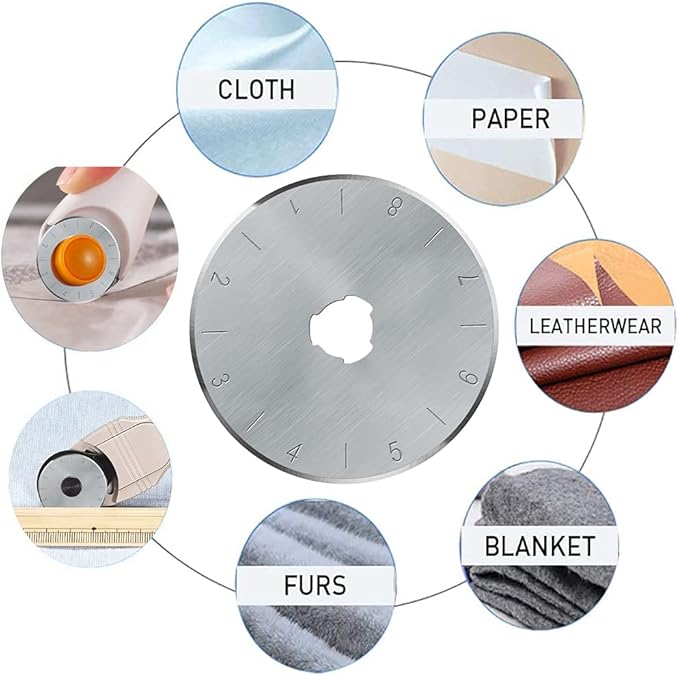 HEADLEY TOOLS 28mm Rotary Cutter Blades 10 Pack Fits Olfa, Fiskars, Replacement Rotary Blade for Arts Crafts Quilting Scrapbooking Sewing, Sharp and Durable