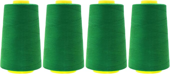 Mandala Crafts 4 Pack of Serger Threads Cones Spools - 40S/2 24000 Yards Polyester Forest Green Threads for Sergers Machine and Overlock Quilting Sewing Machine