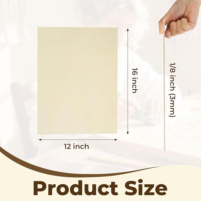 24 Pack Basswood Sheets 12"x16"x1/8", 3mm Basswood for Laser Cutting, Wood for Laser Cutting and Engraving, Laser Engraver Blanks, DIY Architectural Models Making, Wood Engraving