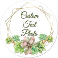Custom Round Flower Wreath Sticker Labels - Personalized Customized Stickers for Birthday Baby and Labels Product Boxes Wedding Shower Label