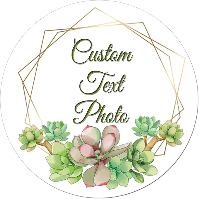 Custom Round Flower Wreath Sticker Labels - Personalized Customized Stickers for Birthday Baby and Labels Product Boxes Wedding Shower Label