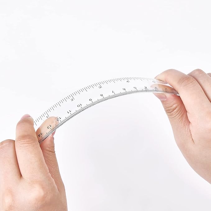 Clear Plastic Ruler 6 Inch Straight Rulers, Shatterproof Ruler with Inches and Centimeters for School Classroom, Home, or Office (2pcs)