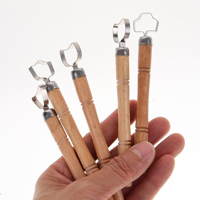 HOODANCOS 5Pcs Clay Sculpting Tools Set Trimming Embossing for Pottery Handle Making Ceramic Scraper and Cutter for Kids, Adults and Artists Modeling Shaping Building for Art&Craft