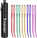 KYUEWRT 10Pcs Yarn Darning Tapestry Needle,Large Big Eye Weaving Needle Bent Needles with Aluminum Storage Tube