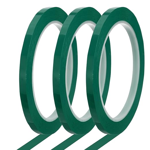 MECCANIXITY Whiteboard Tape 1/4" x 72 Yard Pinstripe Graphic Chart Line Grid Marking Tapes for Classroom Office Dry Erase Board Art, Green, Pack of 3