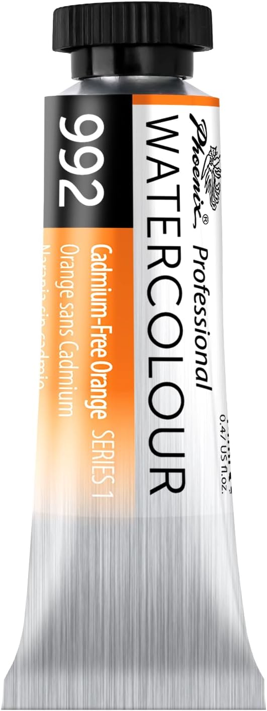 PHOENIX Professional Watercolor Paint Single Tube - 0.47 Fl Oz / 14ml - Cadmium-Free Orange