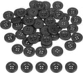 HARFINGTON 50pcs Sewing Button 20mm (3/4 Inch) 4 Holes Resin Thickened Round Crafting Replacement Buttons for Clothing DIY Crafts Decoration, Black