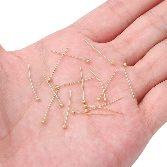 14K Gold Plated Ball Head Pins Non Tarnish 20mm 300pcs for Jewelry Making Findings