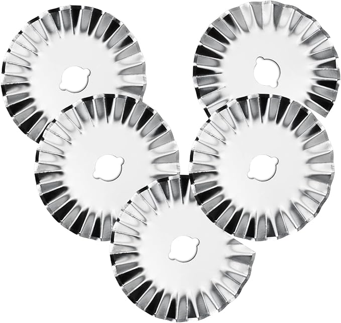 45mm Rotary Cutter Blades, Wavy Replacement Blade, Pinking Rotary Blades Refill 45mm,Fits Fiskars,OLFA,Martelli,Dremel,Truecut,DAFA,Paper Cutting Blades Refill for Quilting Scrapbooking Sewing,5 Pack