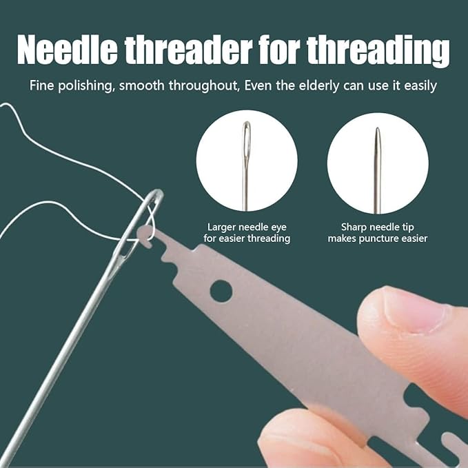 Complete Sewing Kit for Adults with 37 Stainless Steel Needles for Hand Sewing - Big Eye Steel Needles Set Includes Sewing Supplies, Thread & Portable Bag for Crafts.
