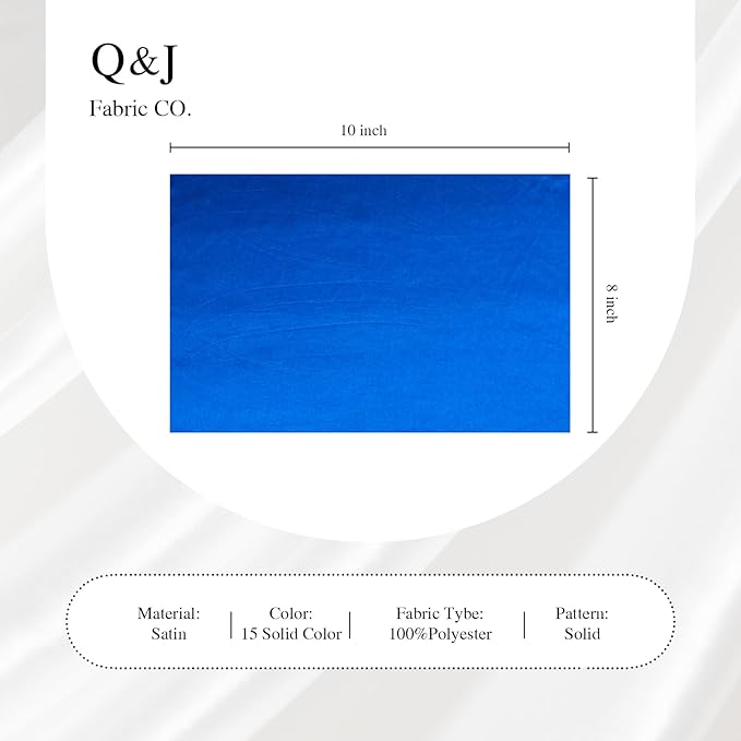 Q&J Fabric Co. 15Pcs 10" x 8" Satin Fabric Fat Quarter Pre-Cut Quilt Squares Bundle Assorted Colors Sheets Quilting Fabric for Festive Gift Doll Bags Sewing and DIY Crafting Patchwork Cushions