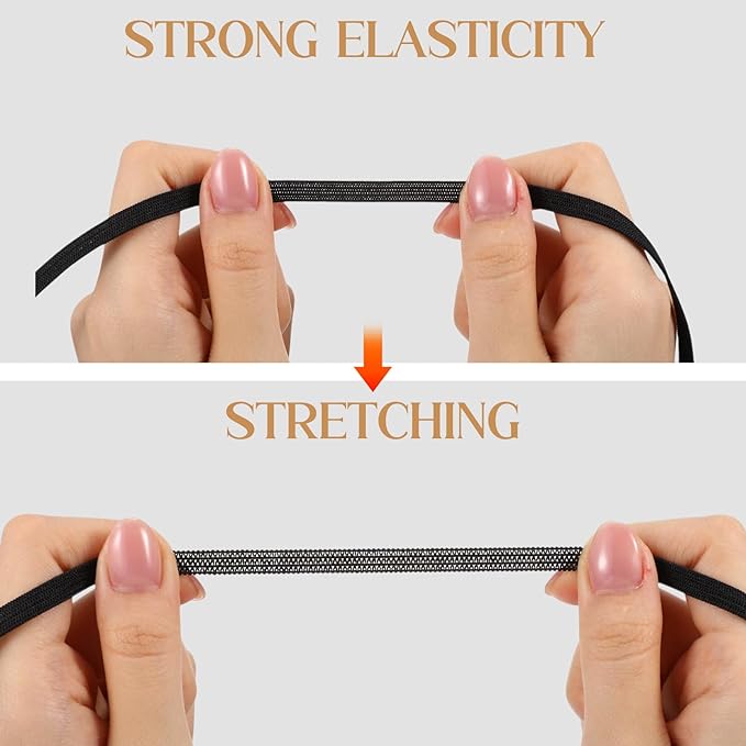 Shappy Elastic for Sewing Knit Elastic Band(1/4 Inch X 22 Yards, Black)