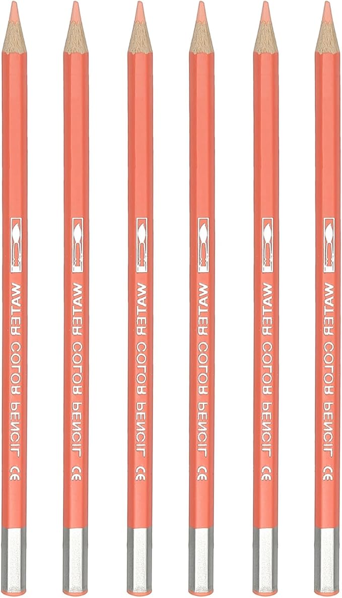 PATIKIL Watercolor Pencil, 6Pcs Water Soluble Pencils for Blending, Coloring, Sketch Drawing, Painting, Light Orange Red