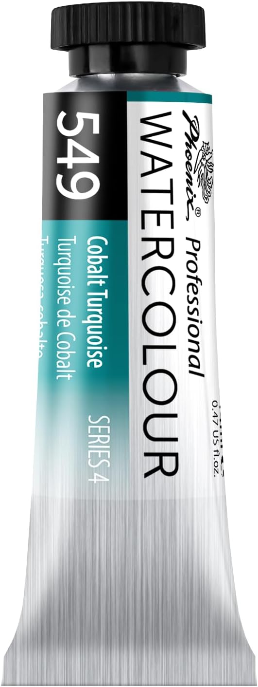 PHOENIX Professional Watercolor Paint Single Tube - 0.47 Fl Oz / 14ml - Cobalt Turquoise