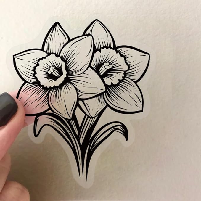 50Pcs Black and White Flower Stickers Pack, Aesthetic Plant Stickers for Laptop Journal Scrapbooking Wall Luggage Water Bottle Skateboard Planner, Waterproof Transparent PET Decals