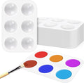 Bercoor 32 PCS Plastic Paint Palettes, 6 Well White Rectangular Watercolor Oil Palette Painting Tray Artist Craft Palettes for Painting Party, DIY Craft and Art Painting