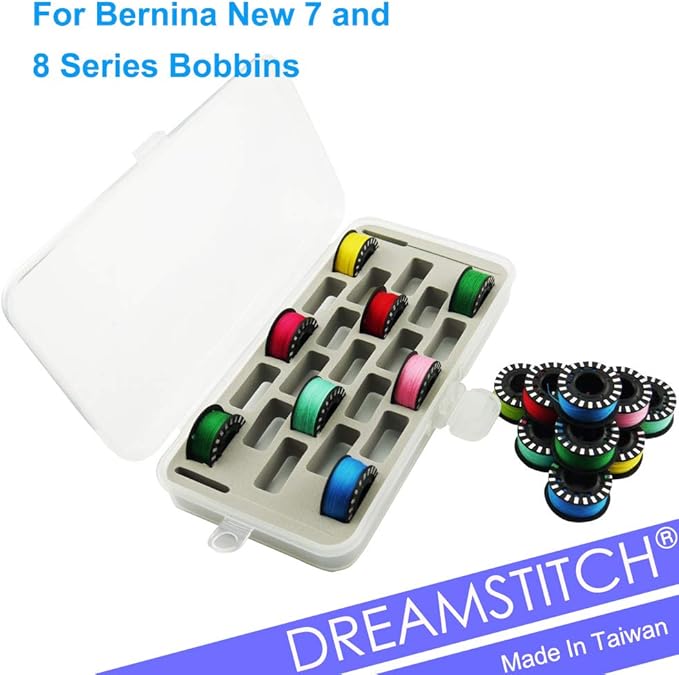 DREAMSTITCH Bobbin Case for Bernina New 7 and 8 Series Jumbo Bobbin Sewing Bobbin Storage Case and Saver Holds 23 Bobbins Box Organizer - Gray
