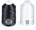 Simthread 2-Pack Trilobal Polyester Thread – 5000M (5500yds) No.40 Tangle-Free, Built-in Thread Lock Spool – Compatible with Brother, Singer, Janome & More,Black900+White001