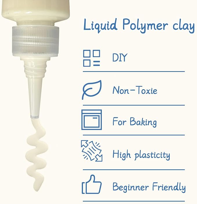 Liquid Polymer Clay AntiqueWhite 4.2oz, Liquid Clay for Polymer Clay Oven-Bake, for DIY Enthusiasts, Easy to Shape & Multi-Mold Compatible