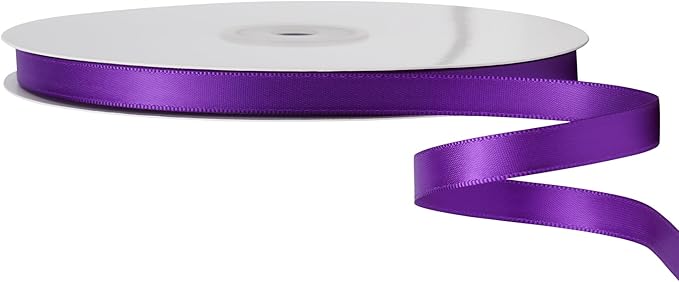 LIUYAXI Purple Double Faced Satin Ribbon, 1/4" X Continuous 50 Yards, Thin Ribbons Perfect for Gift Wrapping Wedding Invitation Card Hair Bows Tag Floral Arrangement DIY Craft