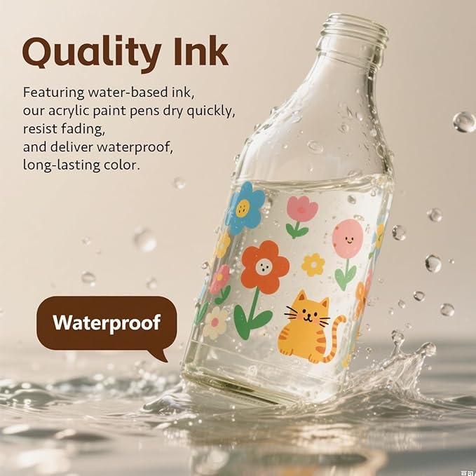 WINSONS 72 Colors Acrylic Paint Marker, Dual Tip and Dual Colors Acrylic Paint Pens for Stone, Wood, Canvas, Ceramic, Metal, Glass, Rock Painting, DIY Crafs Art Supplies (72 Colors)