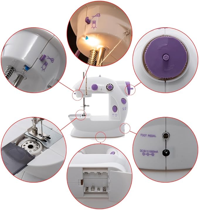Mini Portable Sewing Machine for Beginners Adult Electric Crafting Speed Crafting Mending Machine Electric Overlock Sewing Machines for Sewing of Silks, Denim, Wool, Leather