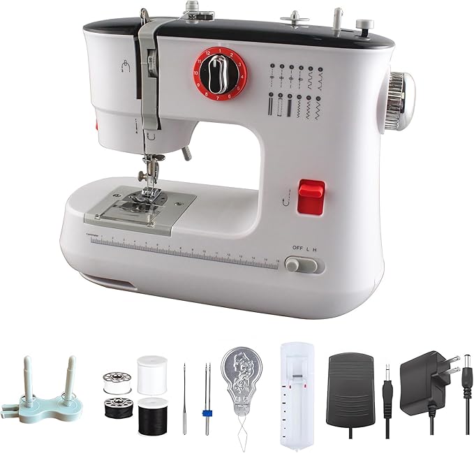 Portable Sewing Machine for Beginners, 12-Stitch Selection, Mini & Small Sewing Machine for Home Use