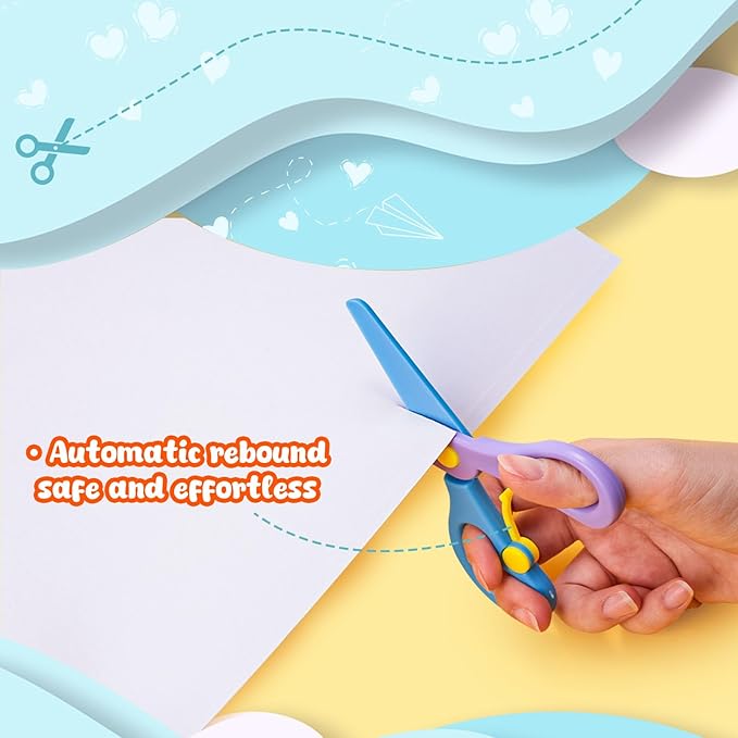 LovesTown Toddler Scissors, 4PCS Adaptive Blunt Tip Training Safety Scissors for Kids, Child Hand-Eye Coordination Development, Early Preschool Development Tools, Stocking Stuffer DIY Craft Projects
