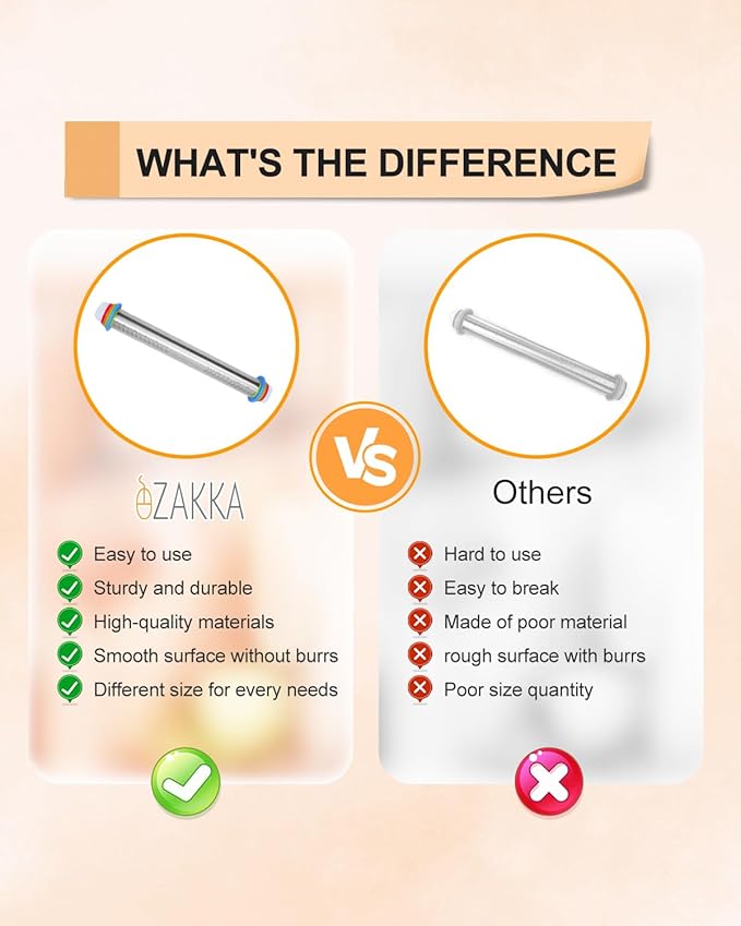 eZAKKA Adjustable Rolling Pin with Thickness Rings, 17inch Clay Pottery for Clay Tools, Pottery Tools with Clay Slab Roller & Clay Guides Sticks