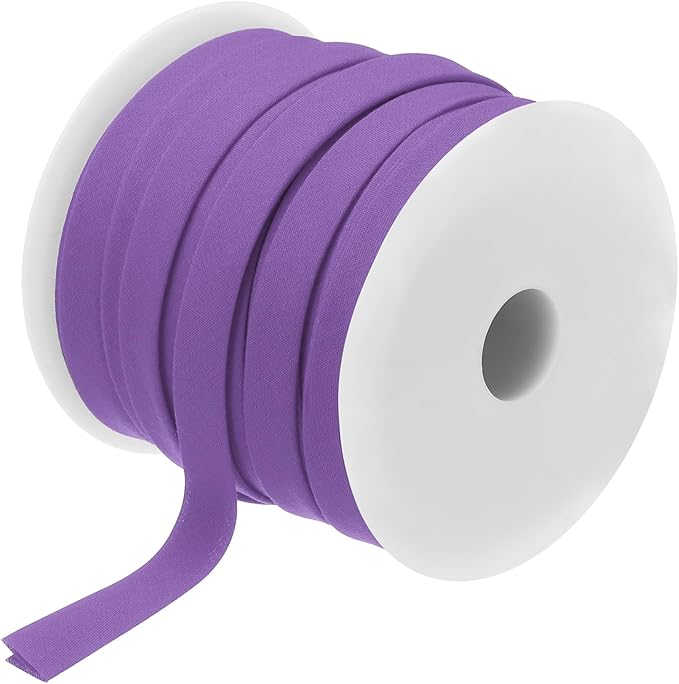 MECCANIXITY 1/2 Inch Double Fold Bias Tape Polyester Continuous Bulk Bias Tape for Sewing,Seaming Quilting Hemming Binding Crafts (Dark Purple 25 Yards)