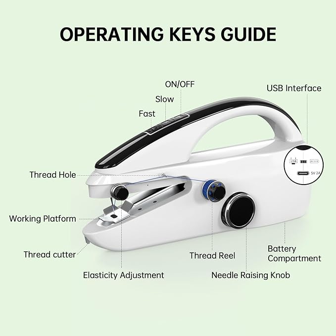 Handheld Sewing Machine,Portable,Mini Sewing Machine,Easy to Use,Fast Sewing Speed,Suitable for Sewing Clothes,Fabric,DIY Home Machine for Beginners.(Black)
