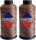 Sissewpro Bonded Nylon Thread 138 Upholstery Thread Heavy Duty for Sewing Machine Strong Black Threads for Leather Crafts Furniture Cusion,Boats Car Cover Seats,Canvas,Tex135, 4oz 750yds (2, Brown)