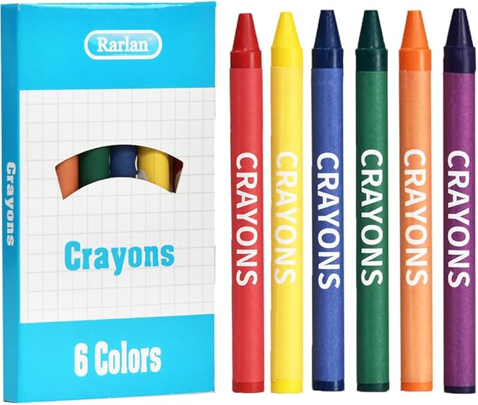 Rarlan Crayons Bulk, 6 Colors, 200 Boxes, 1200 Count Crayons