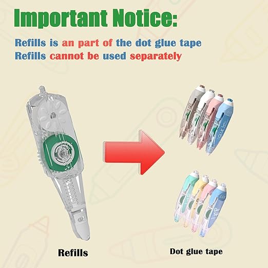 CHANGLi 12Pack Refill for Glue Tape,Scrapbooking Supplies, Refillable Adhesive Glue Runner for Gift Wrapping, Photo(Cannot be Used independently)