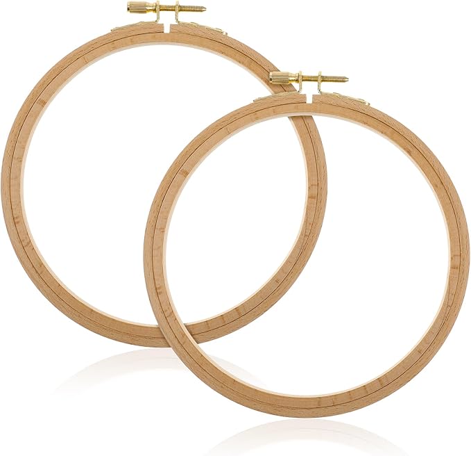 2 Pack 6 Inch Wood Embroidery Hoop, Cross Stitch Hoops Ring, Cross Stitch Supplies Beech Wooden Embroidery Frames for Art Craft Sewing, DIY Decoration