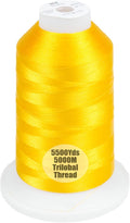 Simthread Trilobal Polyester Thread – 5000M (5500yds) No.40 – Super Sheen, Tangle-Free – Built-in Thread Lock Spool – Compatible with Brother, Singer, Janome & More, Harvest Gold-206