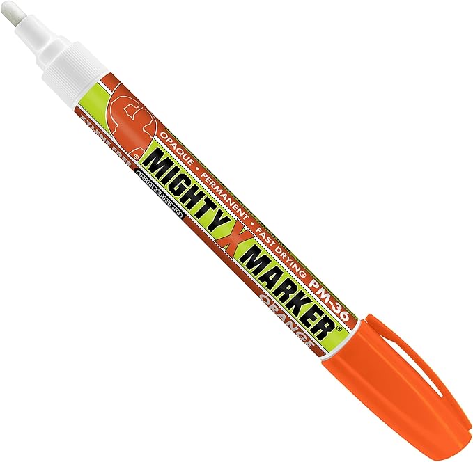 PM-36 Paint Marker, 2.3mm Bullet Tip, Permanent & Waterproof, DIY Crafts, Drawing, Glass, Ceramic, Stone, 6 Bonus Reversible Tips, Made in USA, Orange 6 Pack