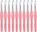 Vodiye 10PCS Crochet Hooks, Professional Extra Long 8.0mm, Ergonomic Handle, Crochet Needle for Beginners and Experienced Lovers