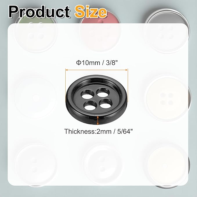 HARFINGTON 20pcs Metal Sewing Button, 10mm 4-Hole Round Suit Shirts Coats Clothes Sewing Buttons for Decoration Craft, Gunmetal