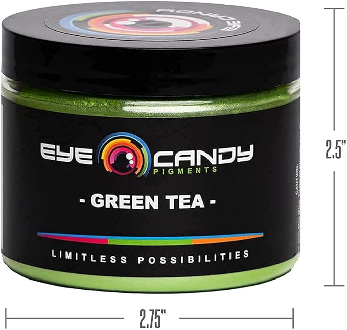 Eye Candy Pigments Premium Green Mica Powder - Green Tea (50gr) - for Epoxy, Resin, Soap, Paint, Woodworking, Acrylic Pouring, Bath Bombs, Fishing Lures - DIY Arts and Crafts Additive