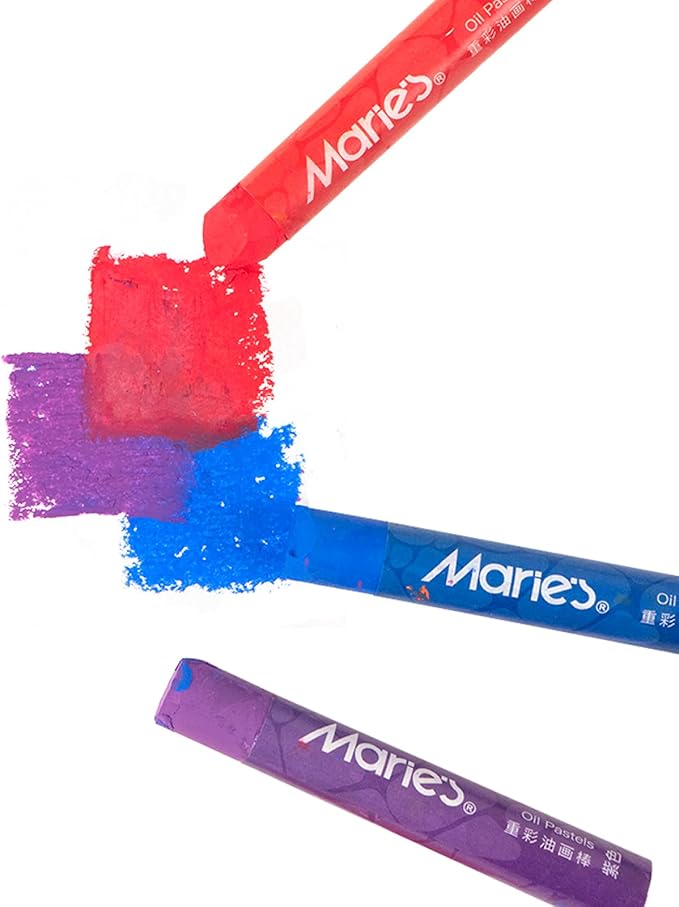Marie's 36 Colors Oil Pastels with 3 Bonus White Pencils in Tin Box,Vibrant Colors for Smooth Blending & Layering, Oil Pastels for Artists, Students, Teachers & Beginners (10x70mm)