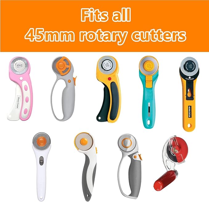 HEADLEY TOOLS Titanium Coated 45mm Rotary Cutter Blades 15 Pack Fits Olfa, Fiskars, Replacement Rotary Blade for Arts Crafts Quilting Scrapbooking Sewing, Sharp and Durable