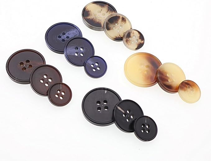 110Pcs Mixed Sewing Buttons, 4-Hole Round Bulk Resin Blazer Buttons for Sewing, Craft, Suit, Coats, Clothing, 6 Color 3 Size(15mm,20mm,25mm) Black and Beige YIGUANXIN