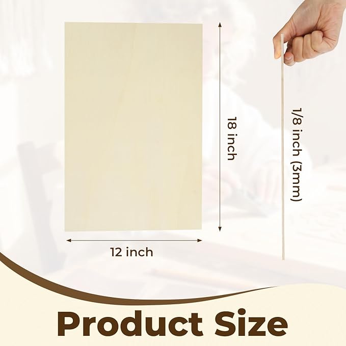 12 Pack Basswood Sheets 12"x18"x1/8", 3mm Basswood for Laser Cutting, Wood for Laser Cutting and Engraving, Laser Engraver Blanks, DIY Architectural Models Making, Wood Engraving