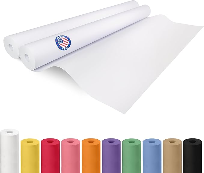 Extra White Offset Kraft Paper Roll 36" x 2160" (180 ft), 2-Pack – USA-Made 50lb Premium Eco Paper, Brighter-Than-Standard White – Ideal for Arts & Crafts, School Projects, Wrapping by IDL Packaging