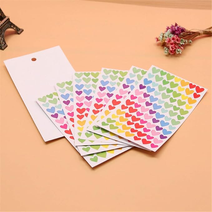 18 Sheets 1512 Pcs Colorful Heart Shape Self Adhesive Stickers, for Scrapbooking and Kid DIY Arts Crafts (Hearts, 18 Sheets)