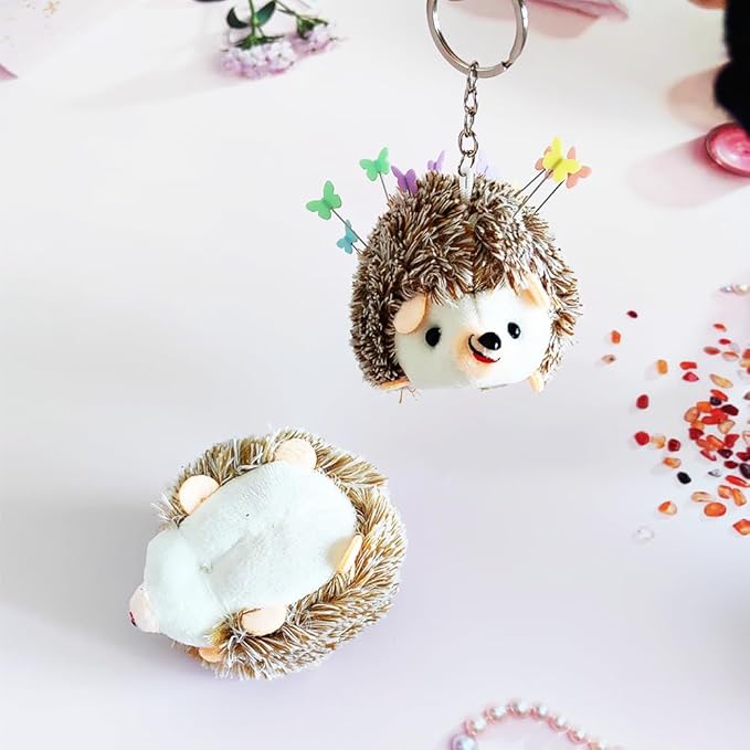 Hedgehog Pin Cushion Sewing Kit with 100 Colored Pins,Pin Cushions Sewing Accessories and Supplies Flat Head Straight Pins Needle Cushions Holder