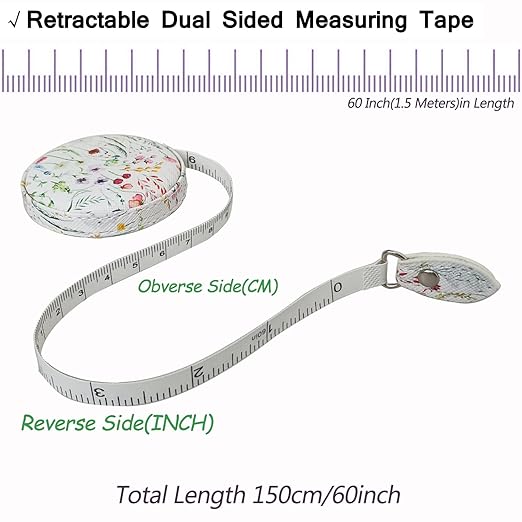 Tape Measure for Body Measuring Fabric Sewing Tailor Ruler Flexible Soft Pocket Small Mini Body Measurement Cloth Measuring Tape 60 Inch Premium Leather Retractable Tape Measure