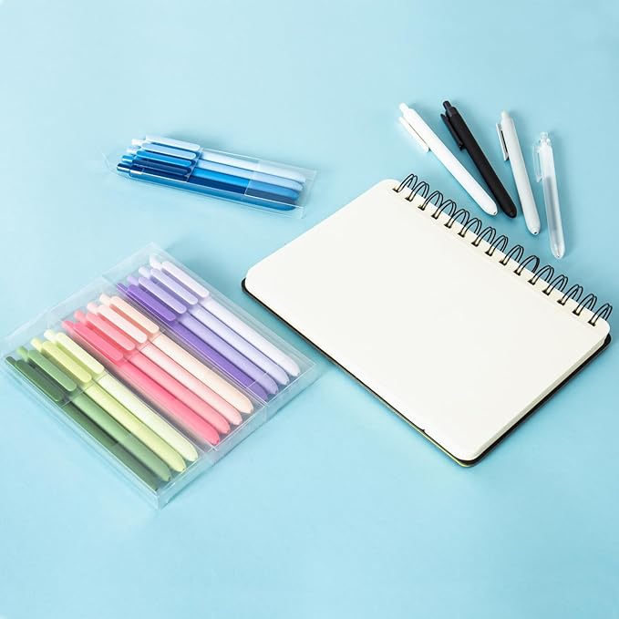 Y YOMA 4 Pcs Fine Point 0.5mm Gel Pen Black Ink Retractable Ballpoint Pen Smooth Writing Quick Dry Gel Pens Cute Aesthetic Pen Pastel Refillable Pen for School Home Office Supplies, Leaf Green