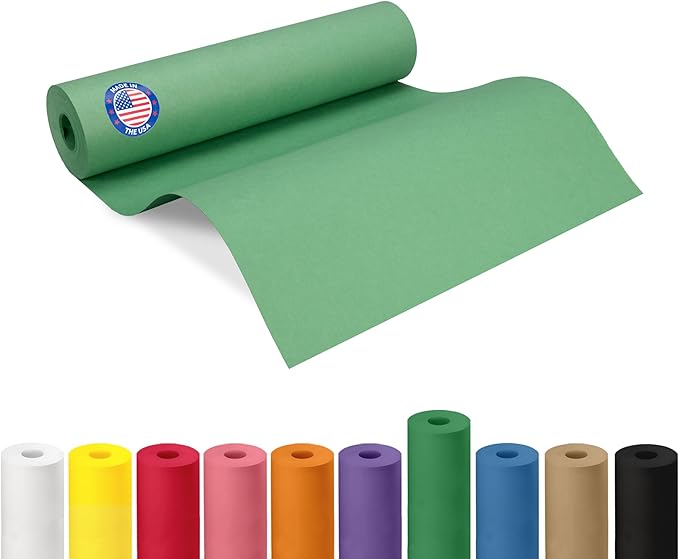 12" x 1200" (100 ft) Green Kraft Paper Roll - USA-Made Quality Craft Paper for Gift Wrapping, Kids' Arts & Crafts, School Projects - Natural Material 50lb Thickness by IDL Packaging